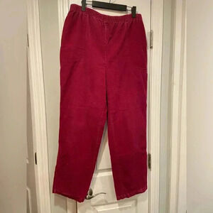 VTG Fox Collection Magenta Pink Elastic Waist High Rise Corduroy Pants Size 16